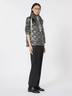 Short water-repellent canvas down jacket - DARK GREY