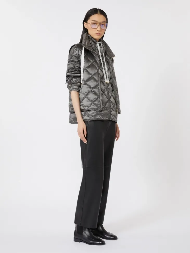 Short water-repellent canvas down jacket - DARK GREY