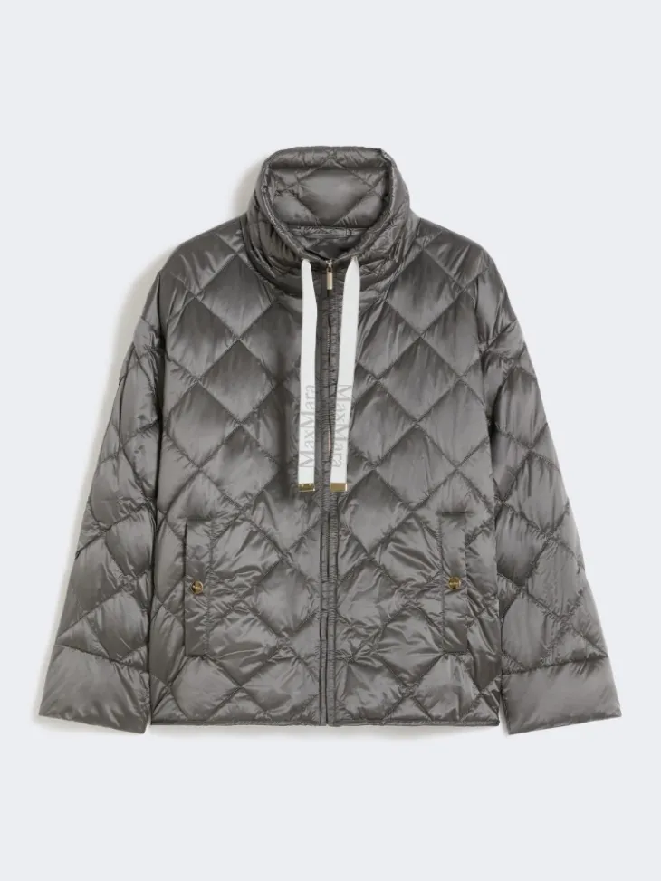 Short water-repellent canvas down jacket - DARK GREY