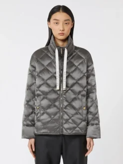 Short water-repellent canvas down jacket - DARK GREY