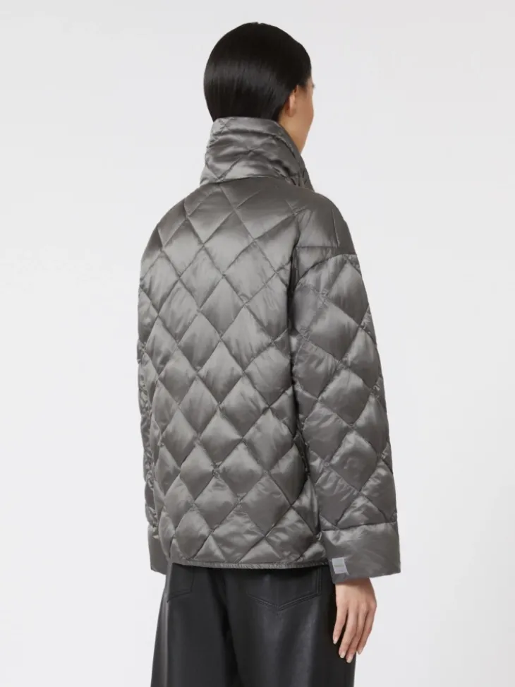 Short water-repellent canvas down jacket - DARK GREY