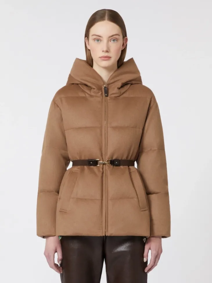 Short water-repellent canvas and camel down jacket - CAMEL