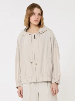 Short water-repellent taffeta jacket - SAND