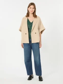 Short wool broadcloth coat - SAND