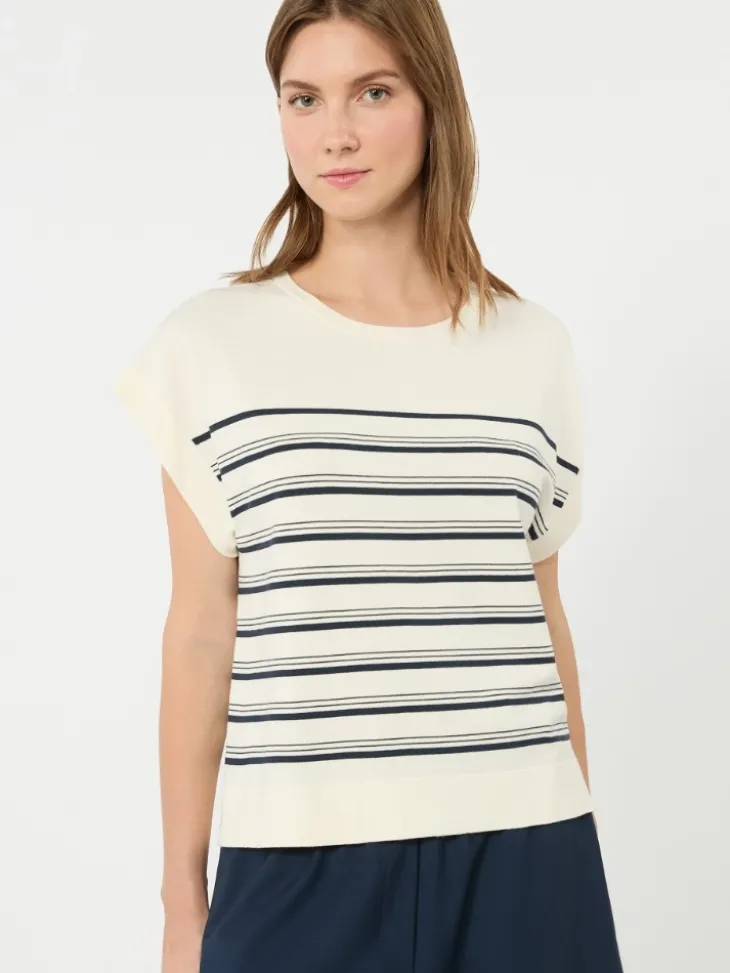 Short-sleeved viscose sweater - ECRU
