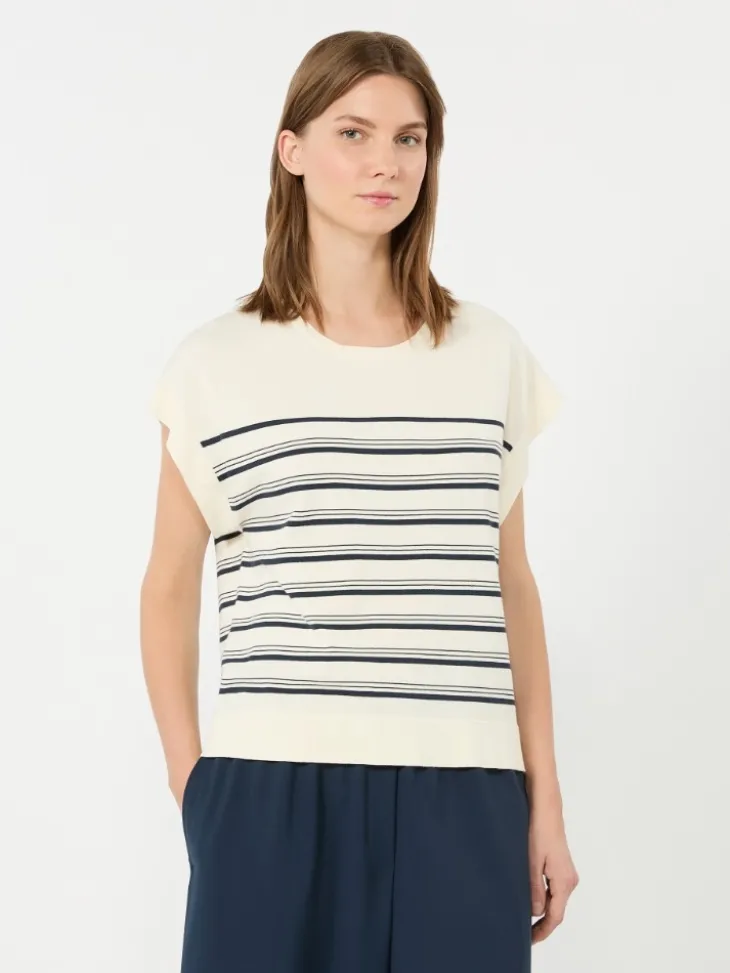 Short-sleeved viscose sweater - ECRU