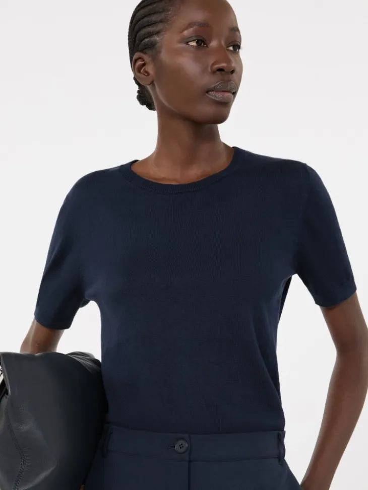 Silk and cotton jumper - NAVY