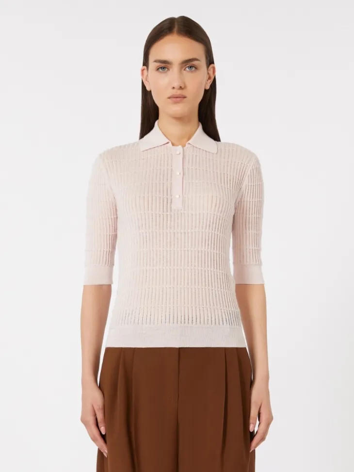 Silk and wool yarn jumper - PINK