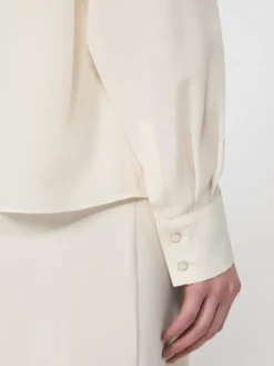 Silk blouse with bow tie - BEIGE
