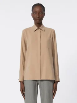 Silk canvas shirt - HAZELNUT BROWN