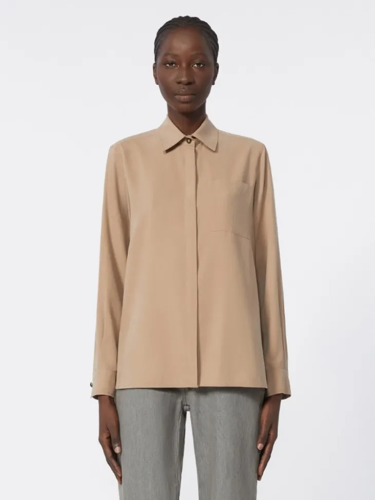 Silk canvas shirt - HAZELNUT BROWN