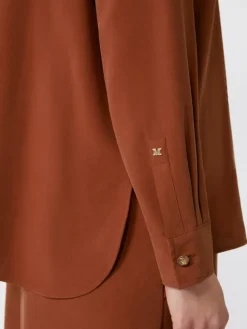 Silk canvas shirt - TERRA COTTA