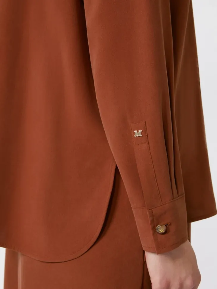 Silk canvas shirt - TERRA COTTA