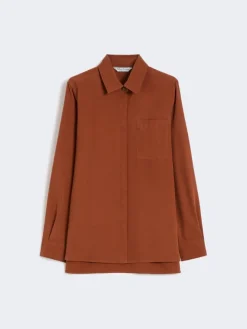 Silk canvas shirt - TERRA COTTA