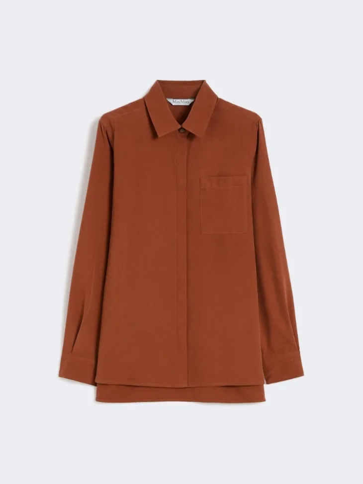 Silk canvas shirt - TERRA COTTA