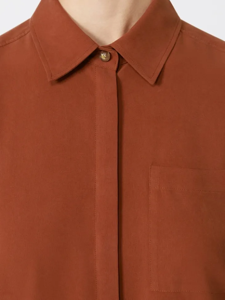 Silk canvas shirt - TERRA COTTA