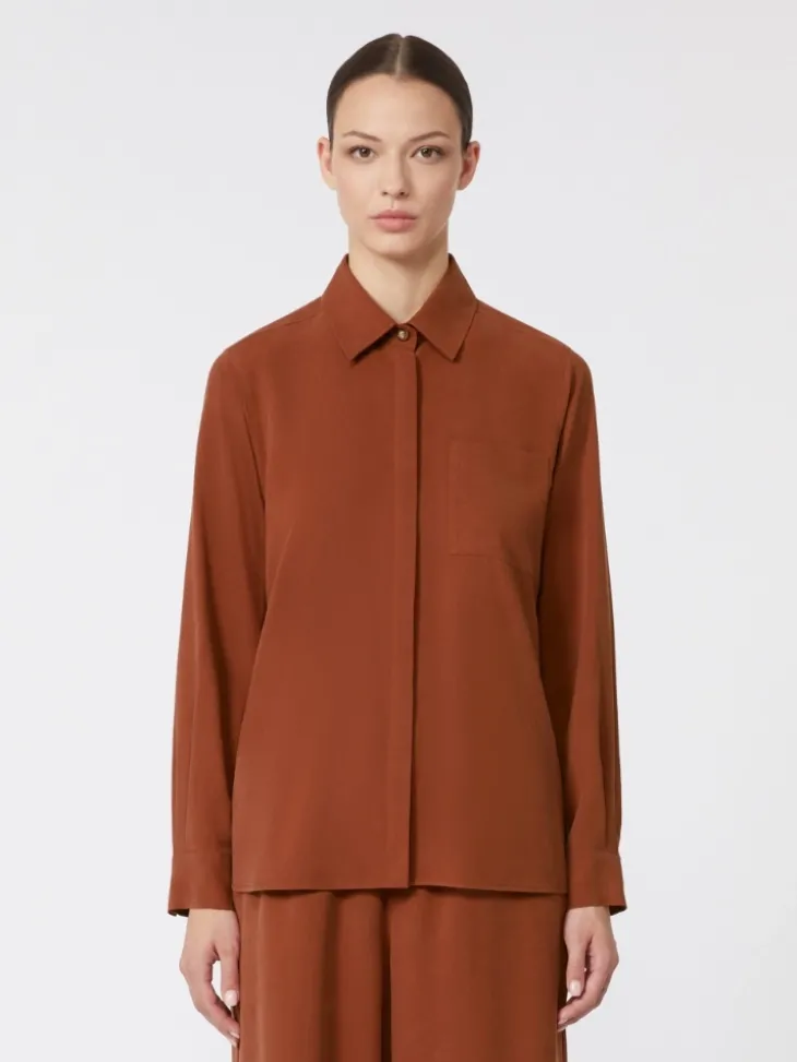 Silk canvas shirt - TERRA COTTA