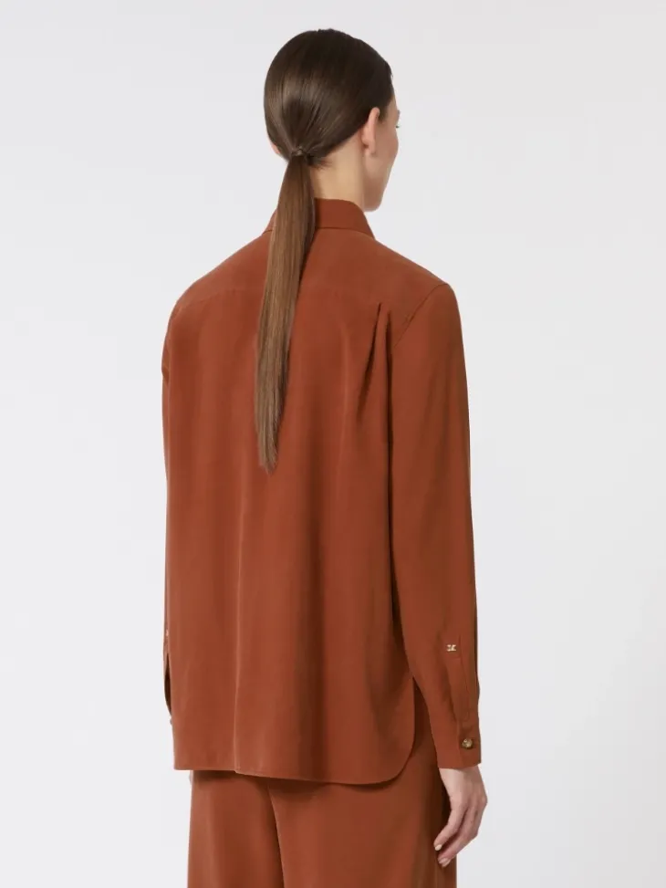 Silk canvas shirt - TERRA COTTA
