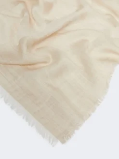 Silk, cashmere and wool jacquard stole - BEIGE