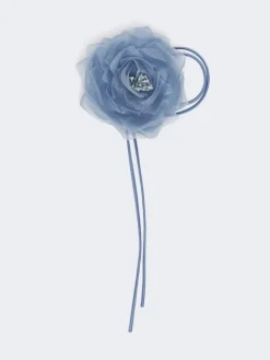 Silk chiffon flower brooch - LIGHT BLUE