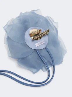 Silk chiffon flower brooch - LIGHT BLUE