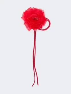 Silk chiffon flower brooch - RED