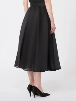 Silk circle skirt - BLACK