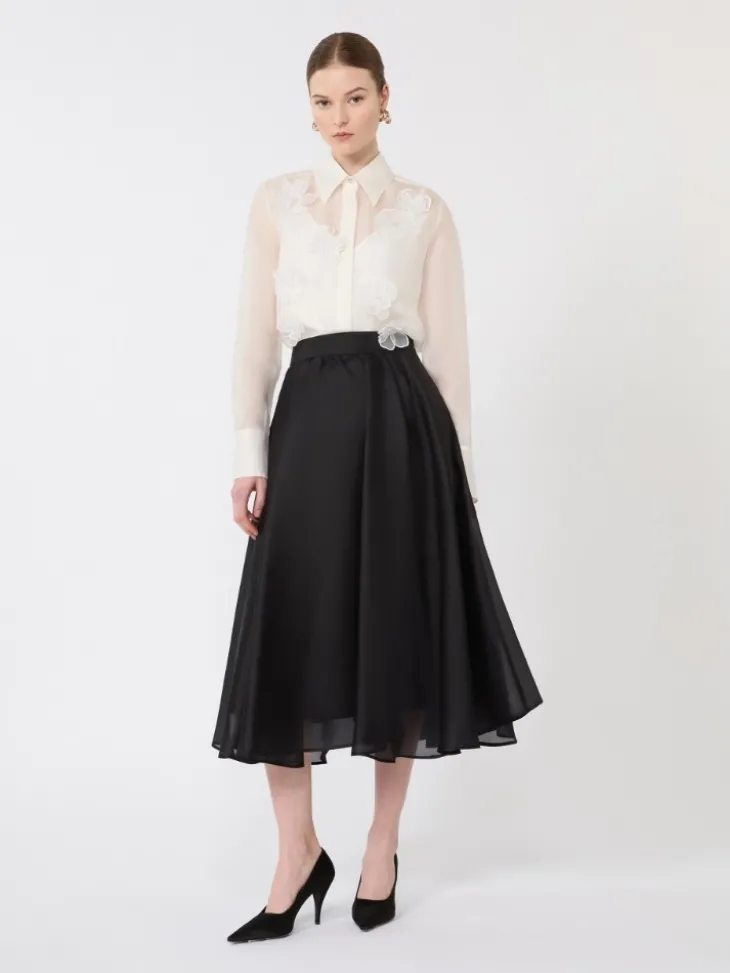 Silk circle skirt - BLACK