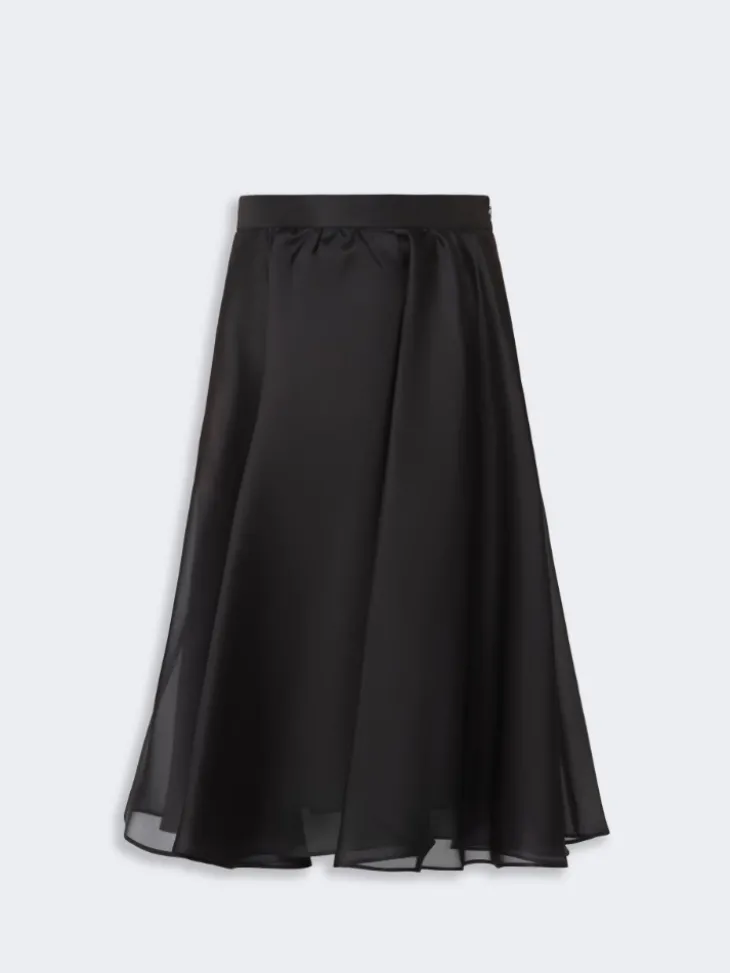 Silk circle skirt - BLACK
