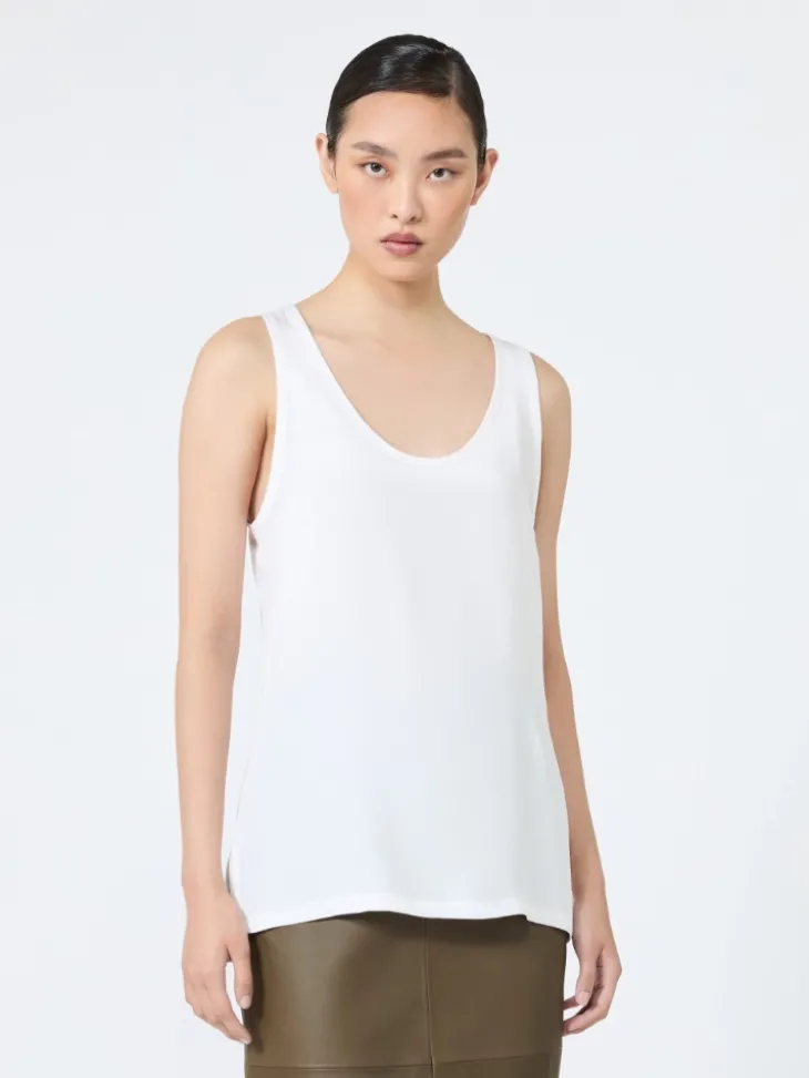 Silk crepe de chine top - WHITE