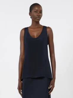 Silk crepe de chine top - ULTRAMARINE
