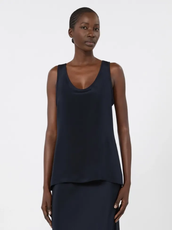 Silk crepe de chine top - ULTRAMARINE