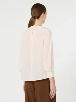 Silk crew-neck blouse - PINK