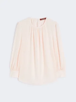 Silk crew-neck blouse - PINK