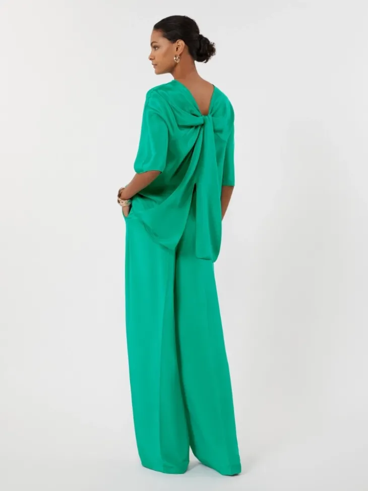 Silk crêpe de chine blouse - GREEN