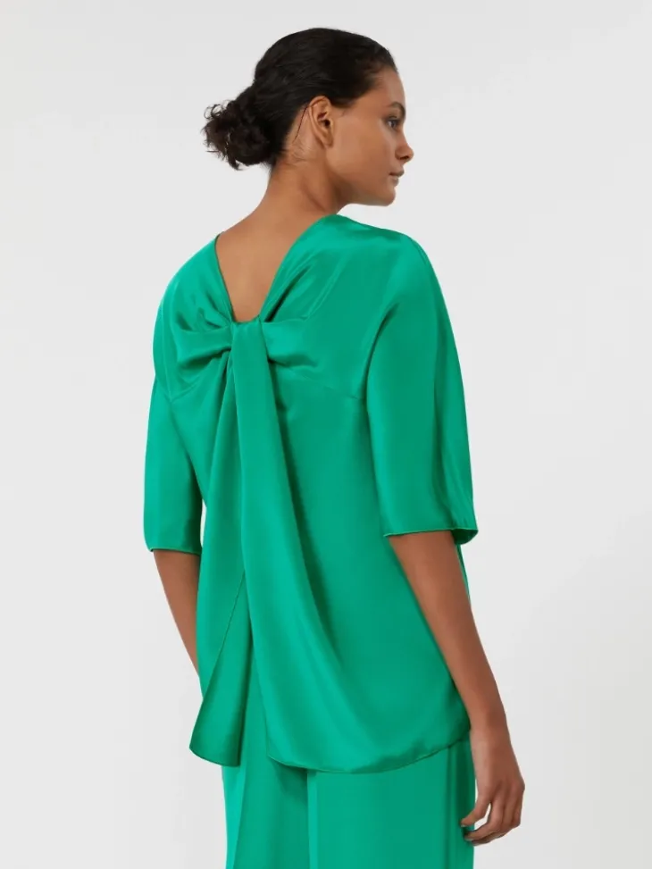 Silk crêpe de chine blouse - GREEN