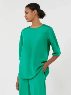 Silk crêpe de chine blouse - GREEN