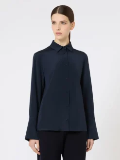 Silk crêpe de Chine shirt - ULTRAMARINE