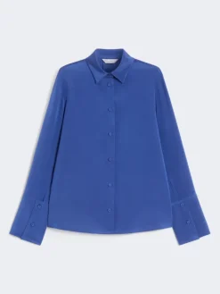 Silk crêpe de Chine shirt - CORNFLOWER BLUE