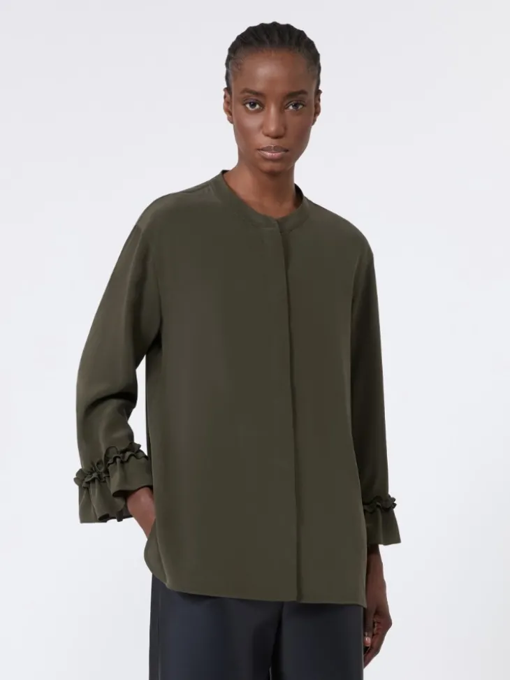 Silk crêpe de Chine shirt - KAKI