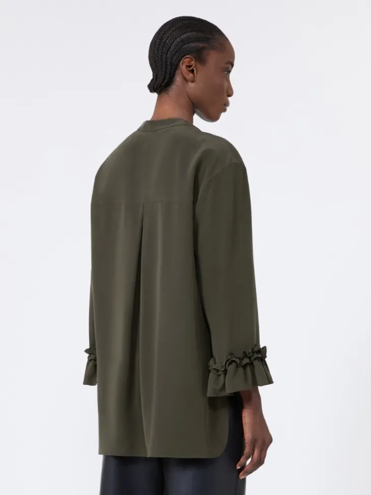 Silk crêpe de Chine shirt - KAKI