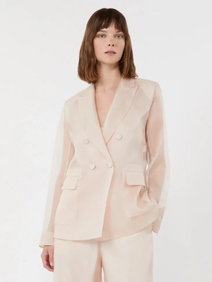 Silk organza blazer - POWDER