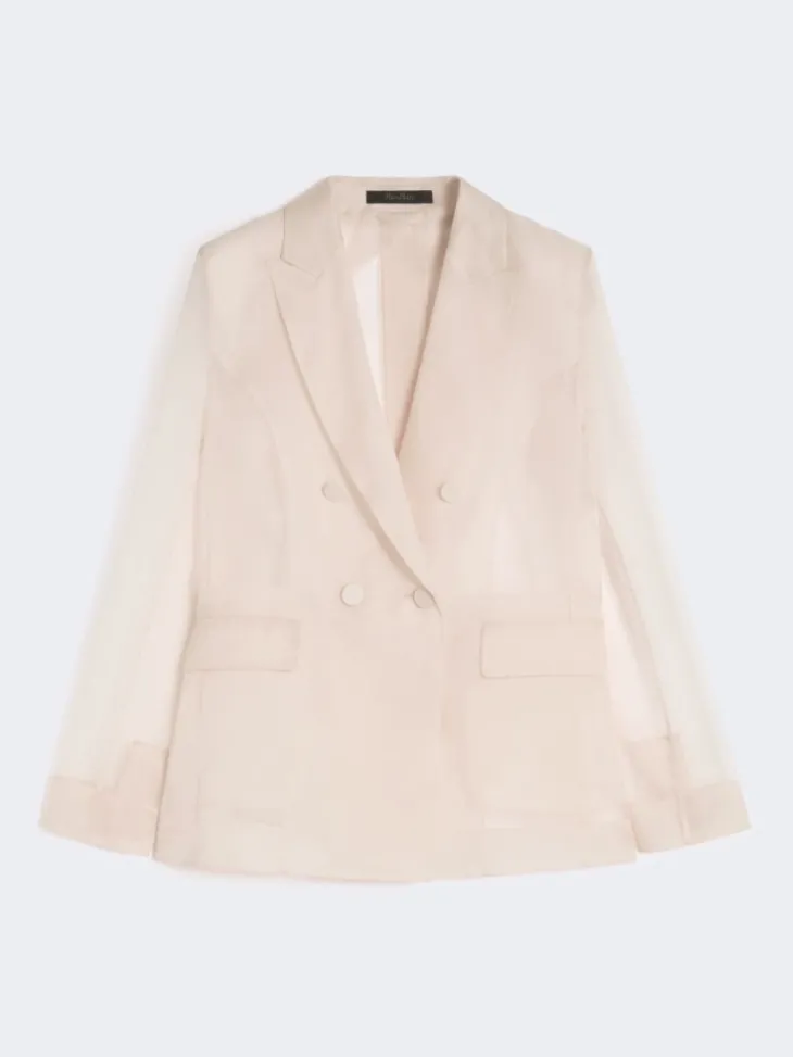 Silk organza blazer - POWDER