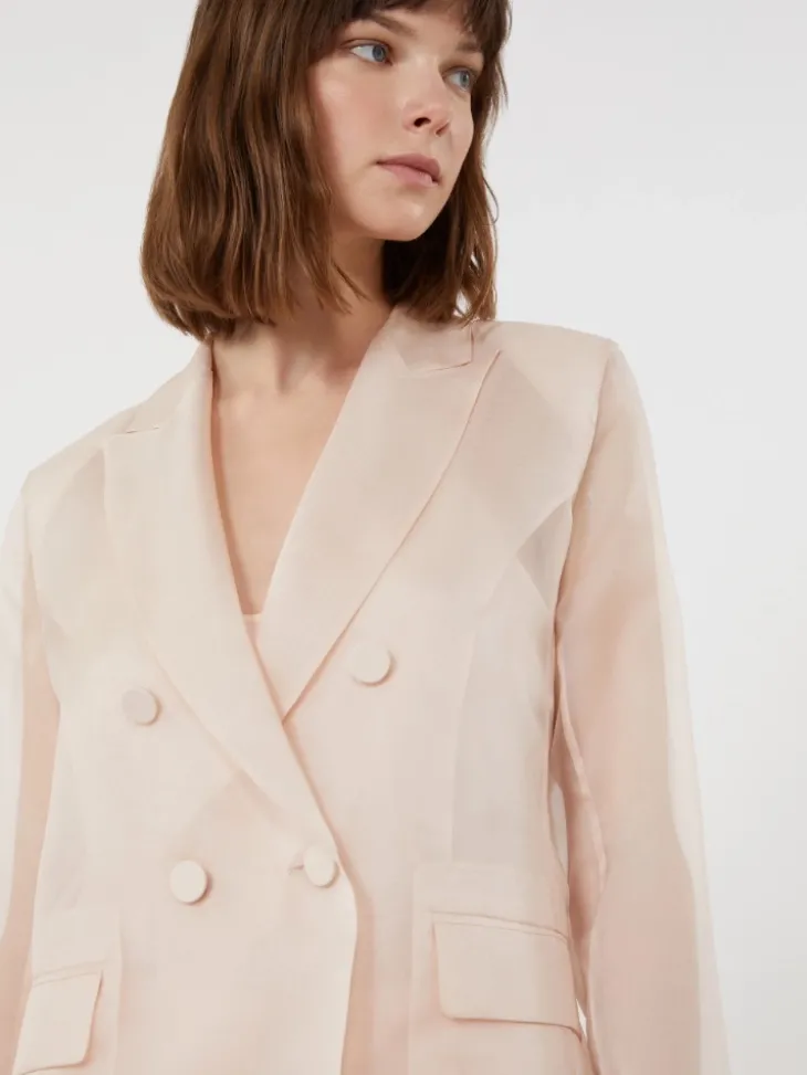 Silk organza blazer - POWDER
