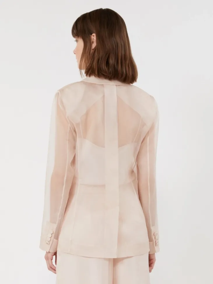Silk organza blazer - POWDER