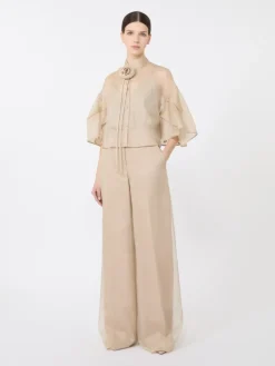 Silk organza cape - BEIGE