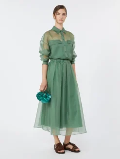 Silk organza shirt - GREEN