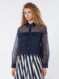 Silk organza shirt - NAVY