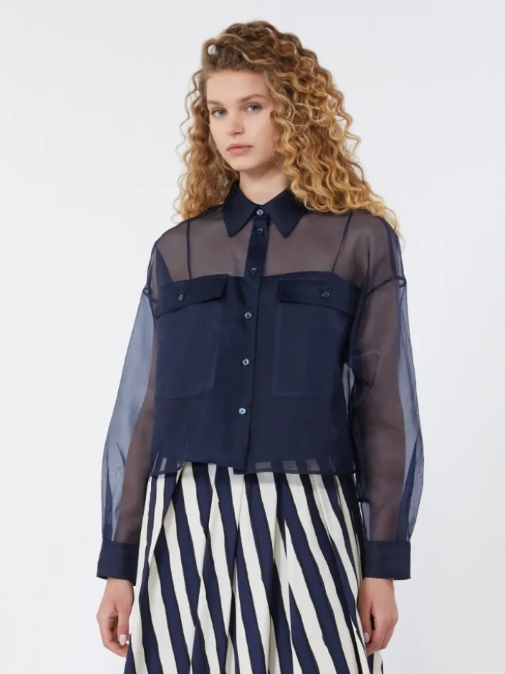 Silk organza shirt - NAVY