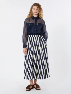 Silk organza shirt - NAVY